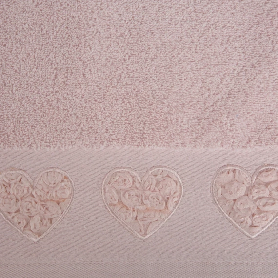Ręcznik Kamila serca wypełnione różyczkami Eurofirany pudrowy róż