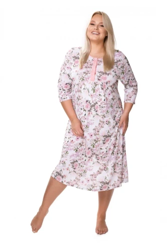 Koszula nocna 86442 Pola z rozpinanym dekoltem Mewa różowy 