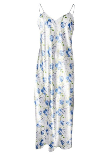 Długa halka satynowa Flowers  DKaren - DK-HI 3 biały