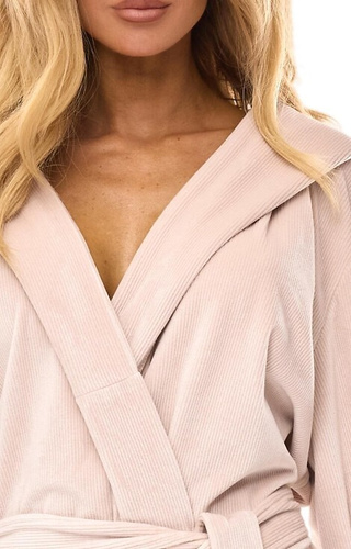 Luna 2509 angora – szlafrok damski z kapturem L&L | Komfort i kobiecy styl