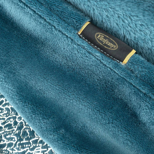 Koc narzuta z mikrofibry z błyszczącym nadrukiem liści Ginko 2 Eurofirany miodowy