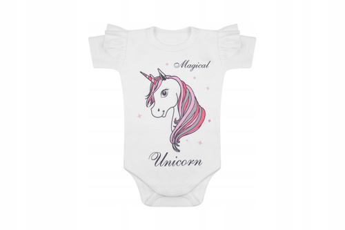 "Unicorn" Body z krótkim rękawem Terjan - biały