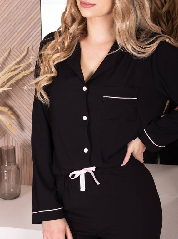 Piżama damska rozpinana Paris Momenti Per Me black