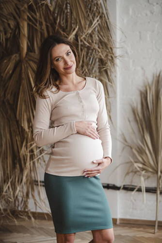 Bluzka ciążowa i do karmienia Tummy Milk&Love beżowy