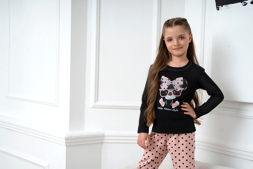 Piżama dla dziewczynki Bonilla Italian Fashion - czarny/druk 