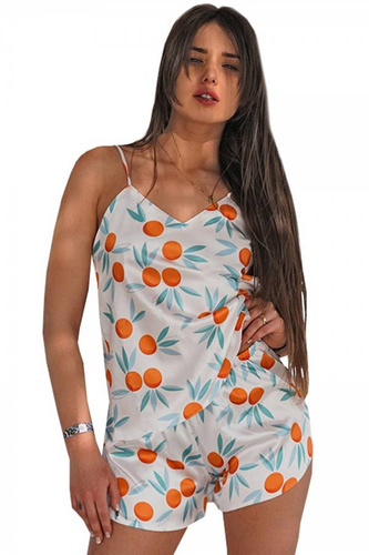 Piżama Damska Satynowa DK-KK DKaren - biały 19