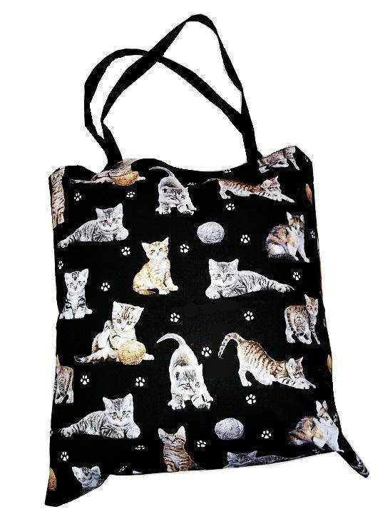 Torba bawełniana na zakupy Kwiatki wzór serwetki szary