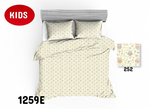 Pościel bawełniana 1288E koniki kwiatki biały