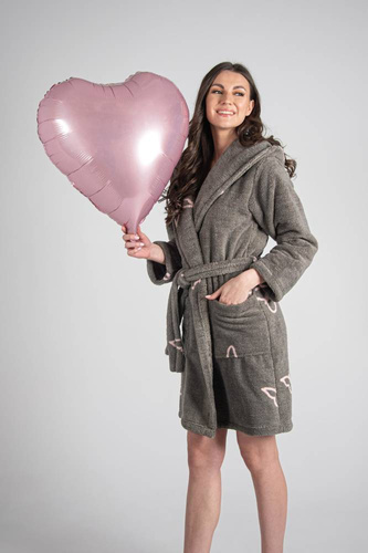 Krótki Szlafrok damski 672 Motyle Forex - szary