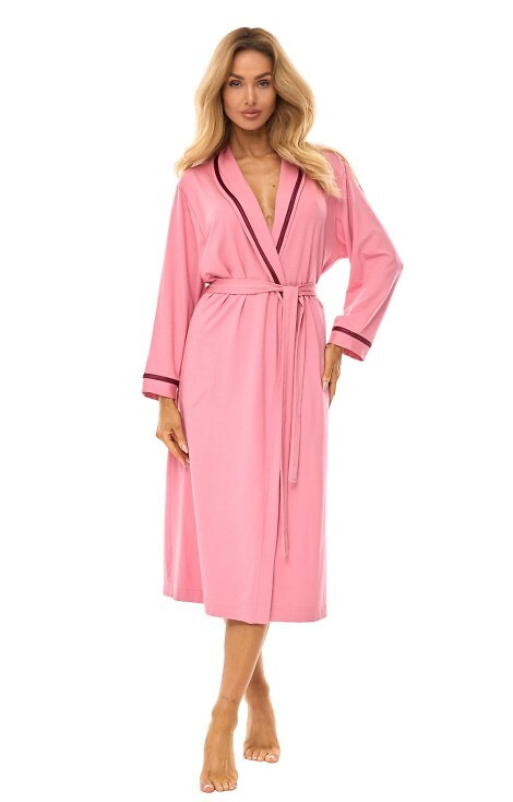 Elegancki szlafrok wiskozowy damski 2506 L&L różowy- komfort i styl