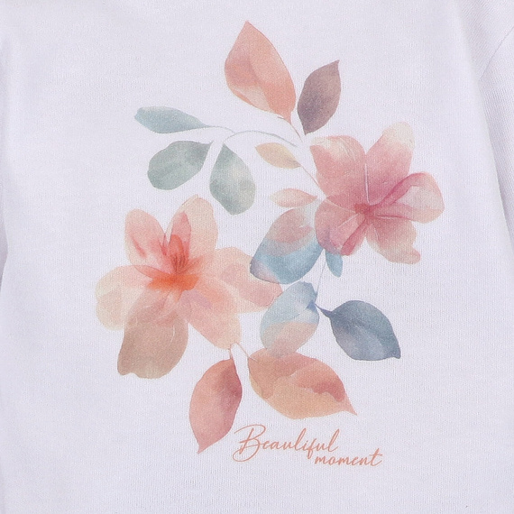 Body z bawełny organicznej Kolorowe kwiatki Nini biały