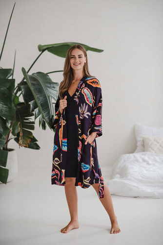 Szlafrok bambusowy Tropical Milk&Love navy 