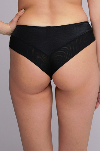 Brazyliany Ava 2256 black– lekkie figi z mikrofibry, koronkowy przód, komfortowe dopasowanie