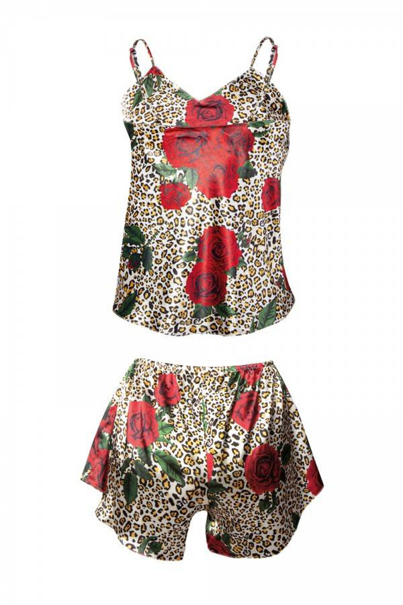 Komplet piżama damska Flowers DKaren -DK-KK 6 ecru