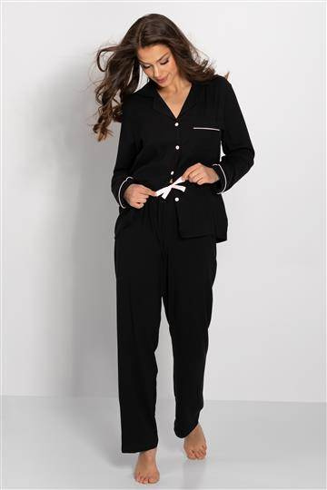 Piżama damska rozpinana Paris Momenti Per Me black