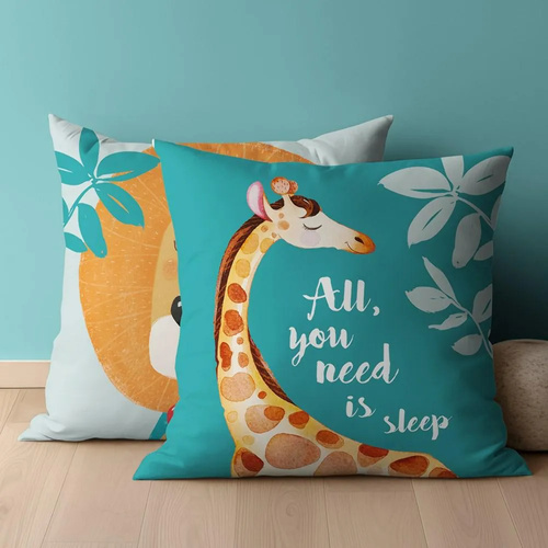 Poszewka bawełniana PSBA 23B Mayamoo 26 Żyrafa Lew Detexpol zielony