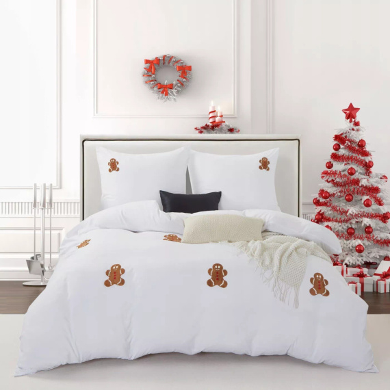 Świąteczna pościel z mikrofibry z motywem pierniczków 3D Cuty Gingerbread– Spod Igły i Nitki, zapięcie na zamek