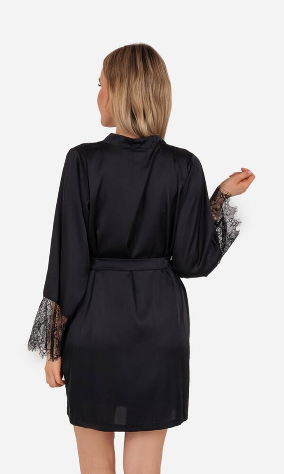 Szlafrok damski satynowy Patricia ByShelly - czarny