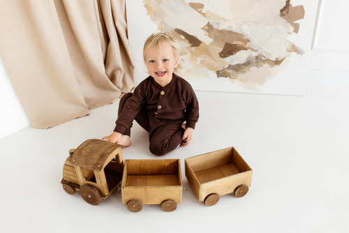 Spodnie niemowlęce dresowe "Natural Waffel" Makoma mocha 