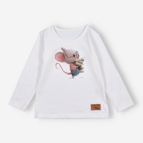 Lagarto Verde bluzka dla dziewczynki z długim rękawem ecru– modna, bawełniana, trwała