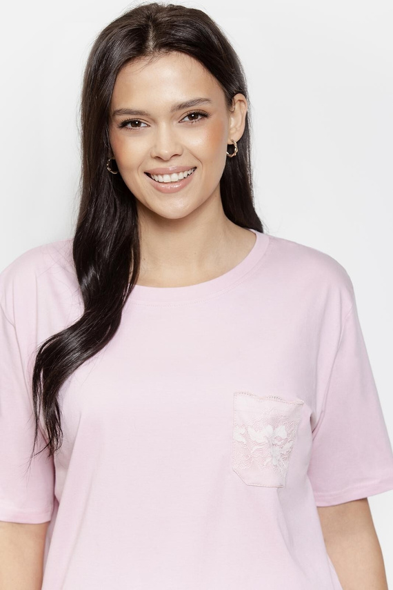 Piżama Adria Taro – Bawełniana piżama damska z koronkową kieszonką, 7/8