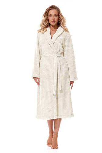 Długi Szlafrok Damski 2323 monique L&L -ecru