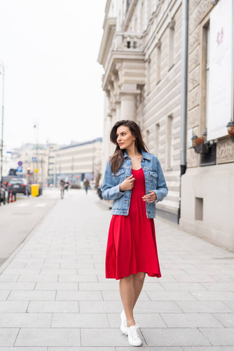 Sukienka ciążowa i do karmienia Mommy Chic Milk&Love karminowy