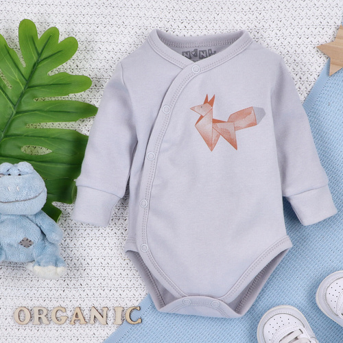 Body kopertowe z bawełny organicznej Fun Origami Nini szary