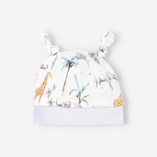 Czapka niemowlęca z bawełny organicznej Safari Adventure Nini druk