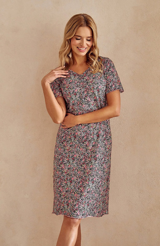 Koszula  Damska 3094 Amara  Taro- czarny kwiaty