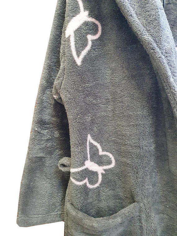 Krótki Szlafrok damski 672 Motyle Forex - szary