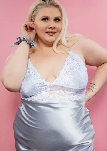 Halka satynowa Harper Plus Size DKaren srebrny 