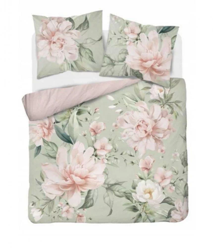 Pościel z mikrofibry kolorowa kwiaty 5308 A Detexpol oliwkowy