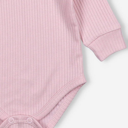 Body rozpinane z dzianiny prążkowej Lagarto Verde - różowy