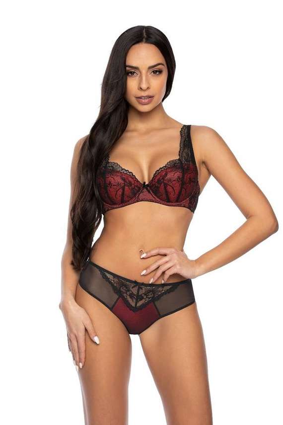 Biustonosz Usztywniany Full Cup M-3530/22 Percy Mat tczarny czerwony