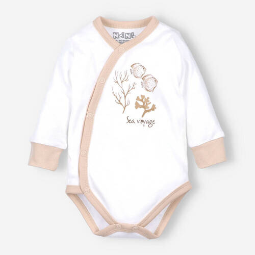 Body kopertowe z bawełny organicznej Turtles Nini ecru