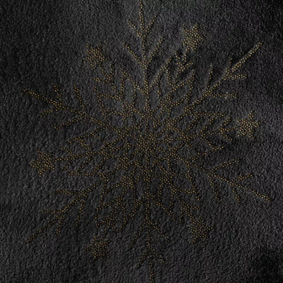 Narzuta świąteczna Eurofirany czarny złoty śnieżynki– miękki koc z mikrofibry, ciepły i lekki