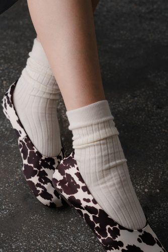 ART.130 Natural Merino Wool Skarpety damskie prążek Steven -007 ecru