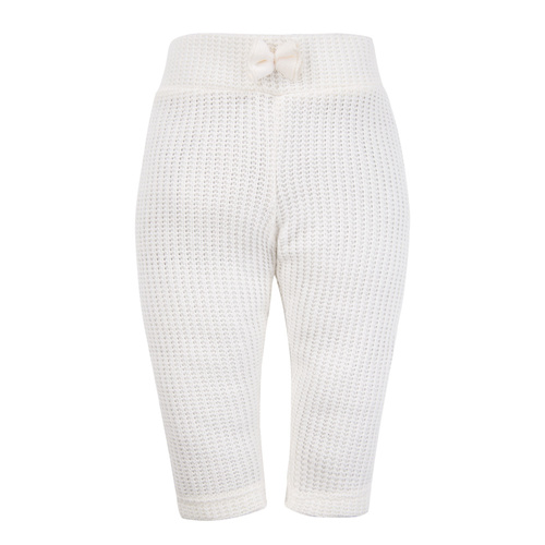 Ecru legginsy niemowlęce Fluffy Tails Eevi – sweterkowe, z kokardką