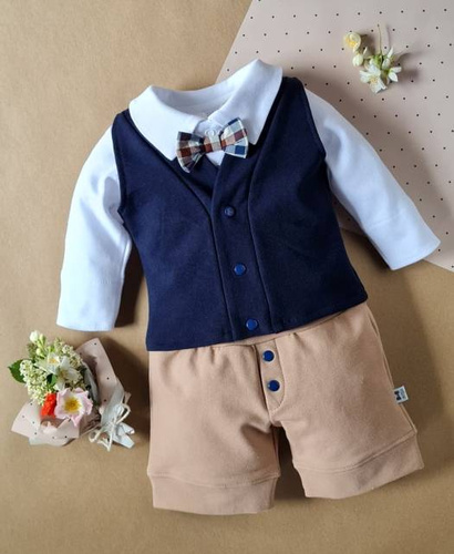 Body z muszką 041PDR Little Gentleman Marija - biały