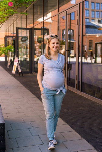 Dresowe spodnie ciążowe Milk&Love mięta plum