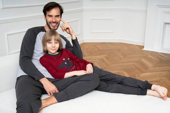 Piżama dla chłopca Morten Italian Fashion bordowy/c.melanż