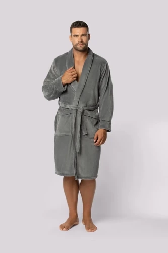 Szlafrok męski Elegant Envie steel grey