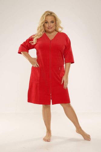 431 Welur Szlafrok Damski Forex - czerwony