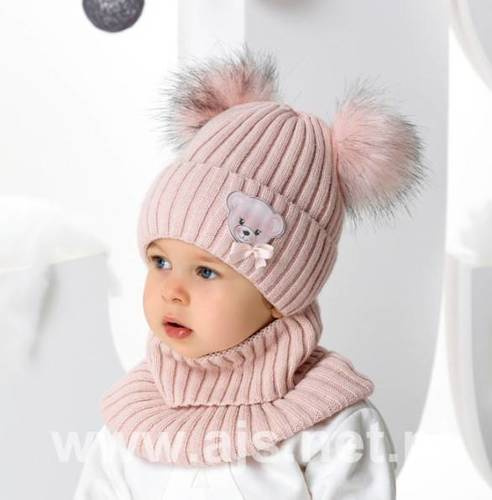 Czapka + golf dla dziewczynki 46-456 AJS mix kolor