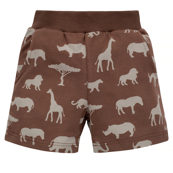 Krótkie spodenki na gumce Safari Pinokio - afryka brązowy