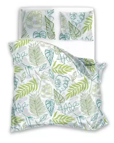 Pościel z mikrofibry Harmony 13 liście Faro zielony