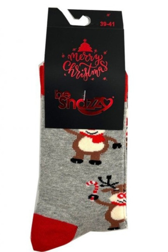SKCH01 Be Snazzy jasny popiel 6– damskie skarpety świąteczne, bawełna, różne wzory
