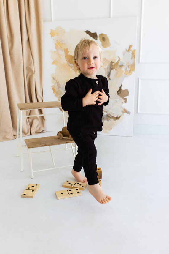 Bluza polo "Natural Waffel" Makoma black