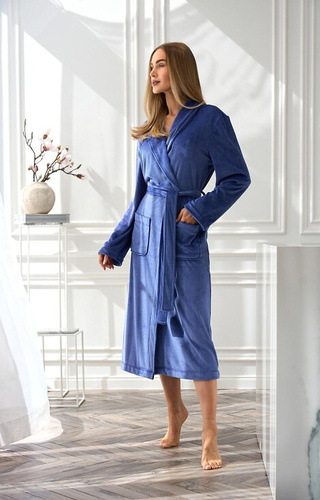 L&L Aura 2510 navy – długi szlafrok damski| Komfort i kobiecy styl